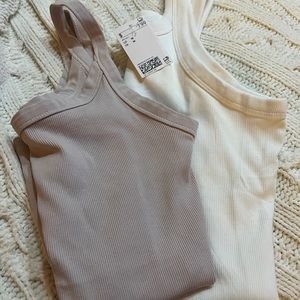 H & M Basics Cotton Ribbed tank tops.  One NWT one NWOT.  Both size Med.